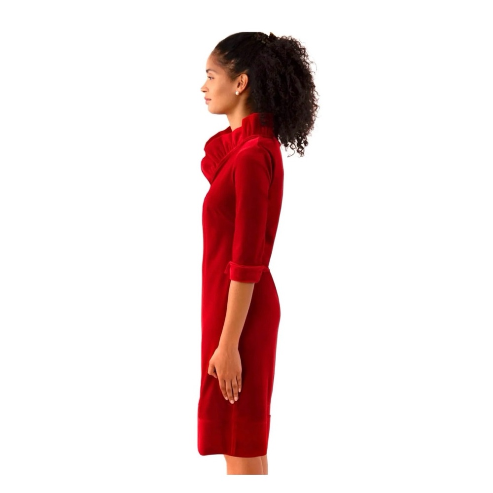 NWT Gretchen Scott Designs RuffNeck Silky Velvet Dress in Red Size Small - Picture 3 of 13